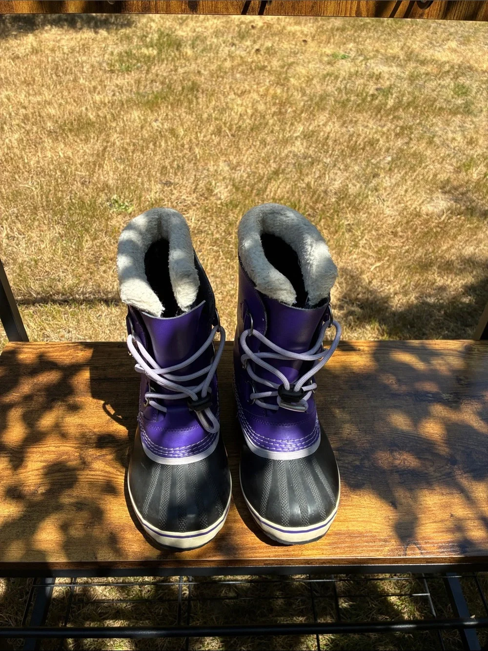 Sorel - Waterproof - Purple and Black Kids Snow Boots with Faux Fur, US Size 4